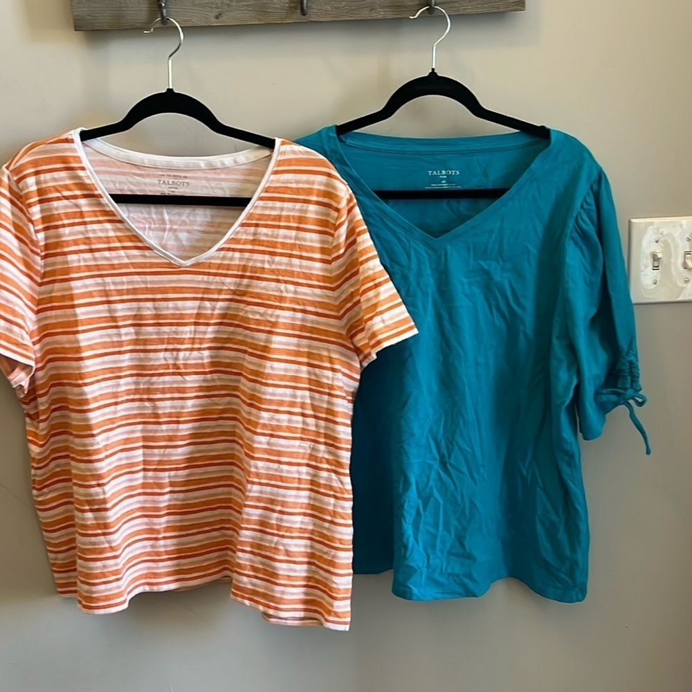 Two Talbots Cotton Tops Short Sleeves Plus Size 3X